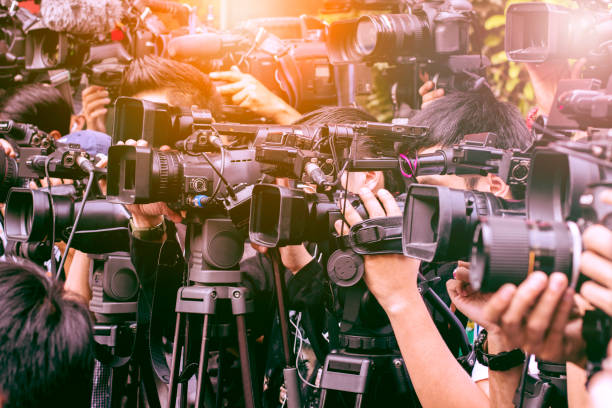 large number of press and media reporter in broadcasting event