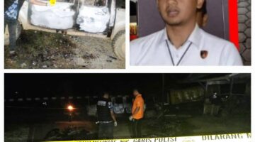 INAFIS Satreskrim Polres Aceh Timur Olah TKP Pembakaran Kendaraan di PT. Atakana Company